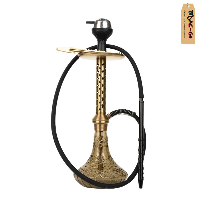 Foggit Alexander Hookah with Bag – Gold Stem, Grey Base, Stainless Steel