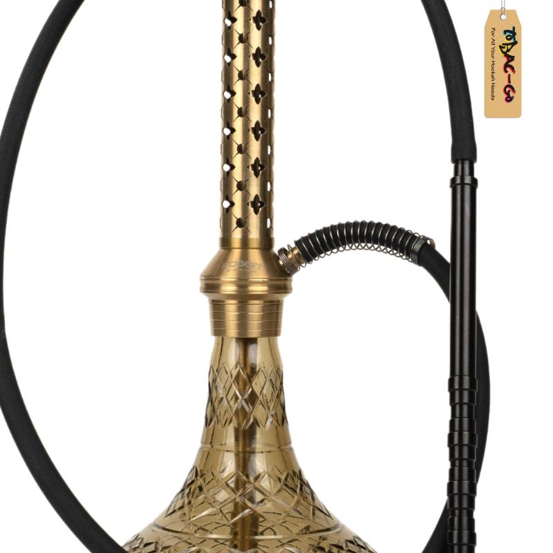Foggit Alexander Hookah with Bag – Gold Stem, Grey Base, Stainless Steel